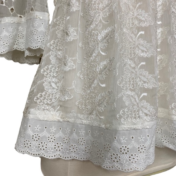 SUNDANCE CATALOG Embroidered Lace FRILL
SEEKER Silk Blouse Sz Medium Boho Eyelet - Picture 4 of 7